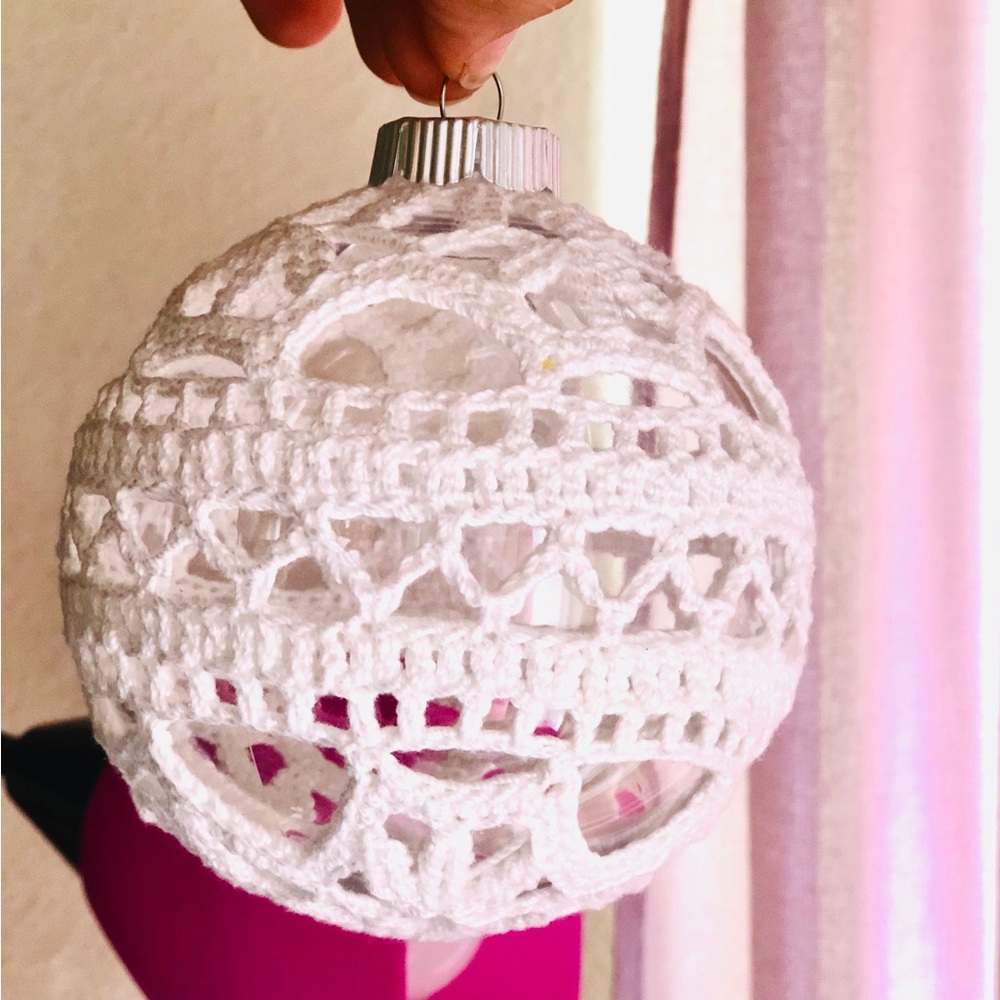 Handmade crochet Christmas tree balls